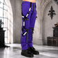 Men Gothic Bondage Reflective Men Pant Alternative Punk Rock Emo Pant Electric Pants Purple/USA