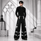Gothic Bondage Black Skull Zip Off Pants Black & Amp White Alternative Punk Rock Emo Trouser Pant Usa