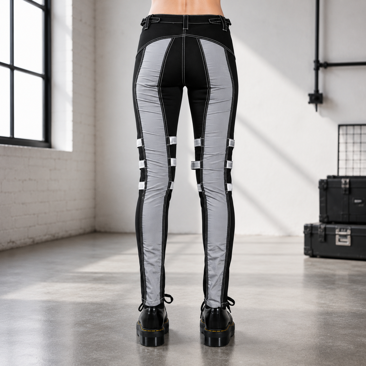 Prime Quality Gothic Bondage Reflective Men Pant Alternative Punk Rock Emo Trouser Pant Emo
