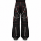 Men's Electro Bondage Gothic Red Stitch Rave Gothic Cyber Chain Goth Jeans Punk Rock Pants USA