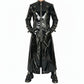 Black Vinyl PVC Fetish Gothic Spike Stud Long Gothic Cosplay Trench Coat Hell Raiser