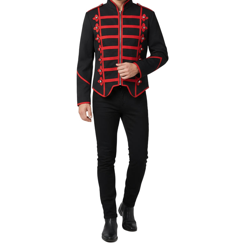 Military Drummer Jacket Black Parade Jacket Goth Punk Adam Ant VTG Style/Black Red Jacket/USA