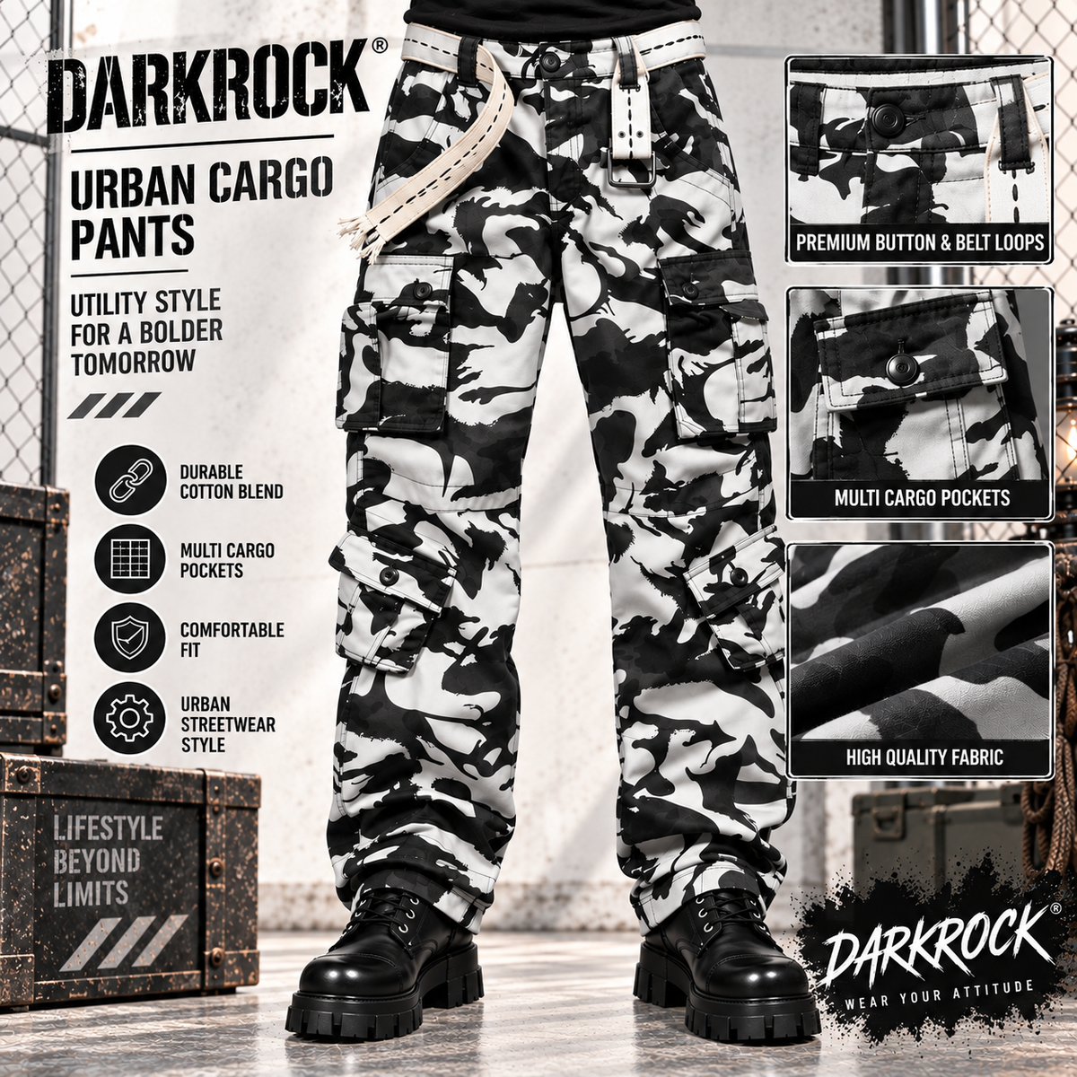 Men's Cotton Casual Military Army Camo Combat Work Cargo Pants with 8 Pockets