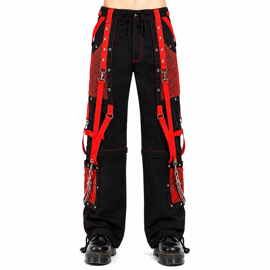 Black/Red Jeans Extreme Bondage Rocker Cyber Goth Steampunk Pant Usa