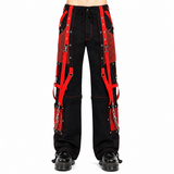Black/Red Jeans Extreme Bondage Rocker Cyber Goth Steampunk Pant Usa
