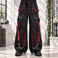 EXTREME BONDAGE GOTHIC PUNK ROCKER CYBER GOTH RED & BLACK STEAMPUNK BIKER PANTS