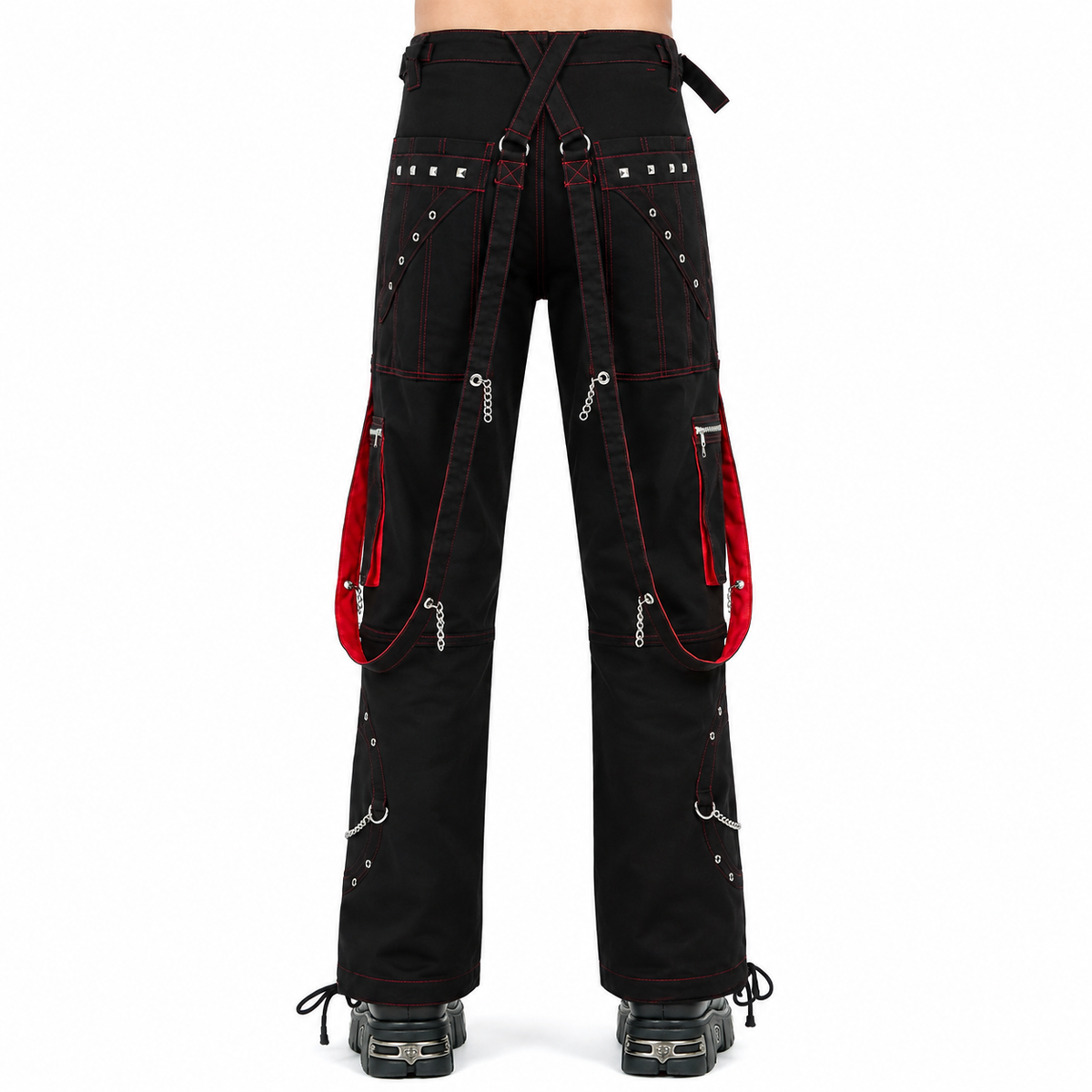 Gothic Men's Black Stylish Pant Trouser Slim fit Straight Black Red Color Pants USA