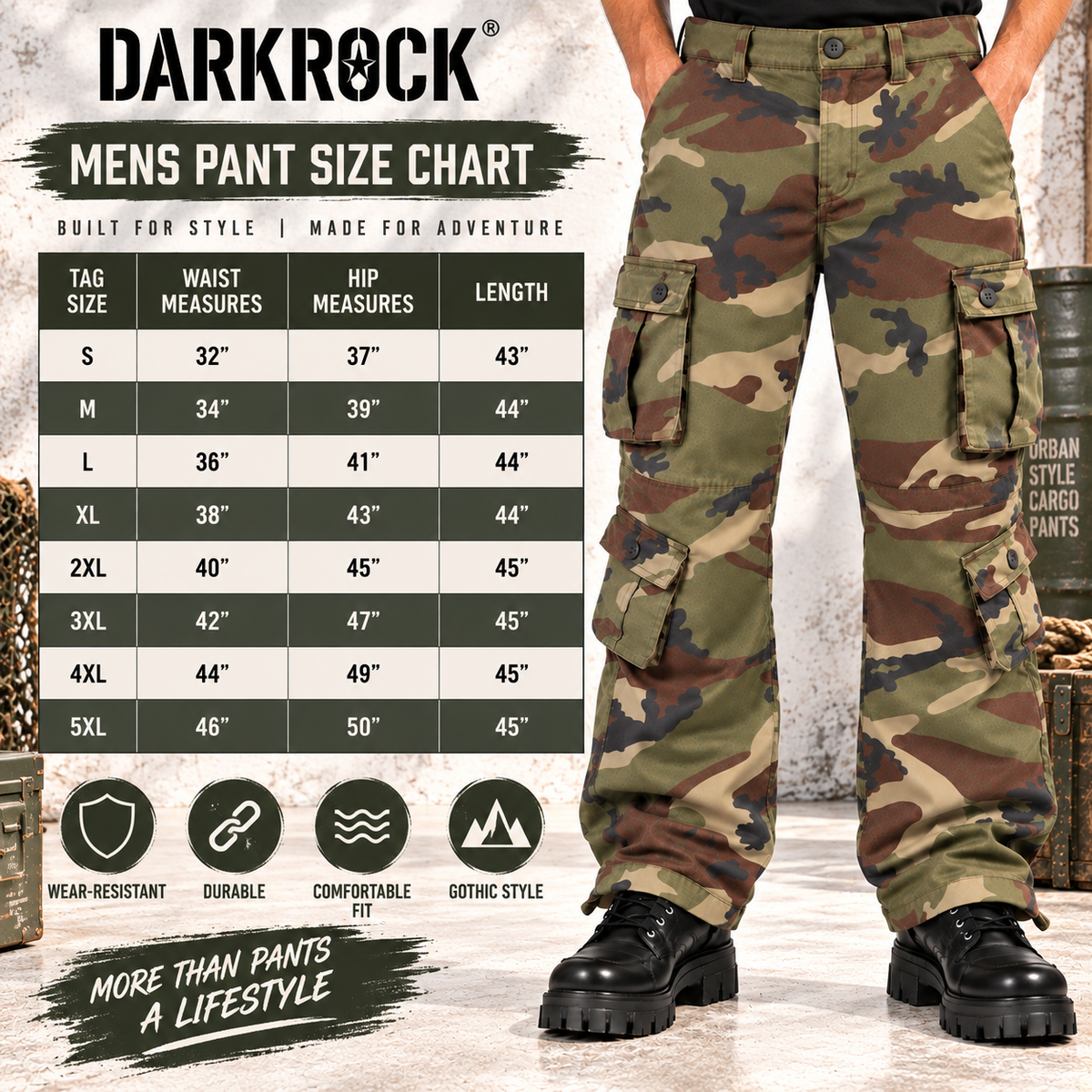 Men's Cotton Casual Military Army Camo Combat Work Cargo Pants with 8 Pockets