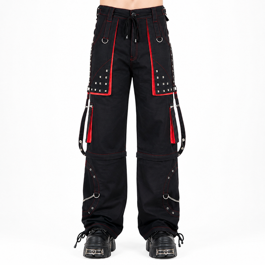 Gothic Men's Black Stylish Pant Trouser Slim fit Straight Black Red Color Pants USA