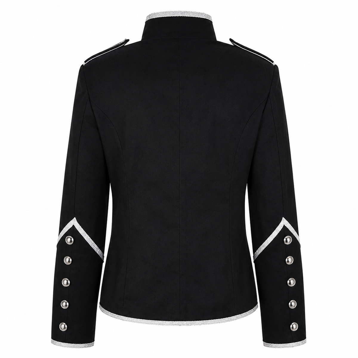 Prime Quality Handmade Women's Black Silver Parade Ladies Jacket Steampunk Military Punk Rock Gothic