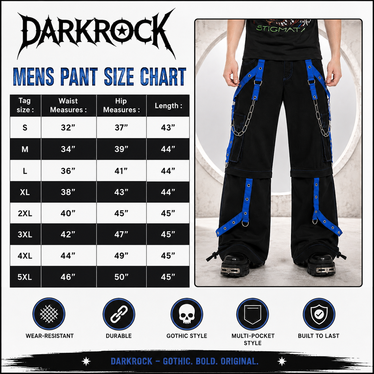 Bondage Gothic Men's Cyber Rave Techno Jeans Punk Shorts Biker Pants