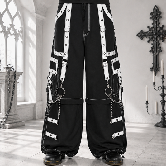 Gothic Men Handmade Bondage Gothic Cyber Pant Chain Techno Rock Punk Shorts Trouser Pants USA