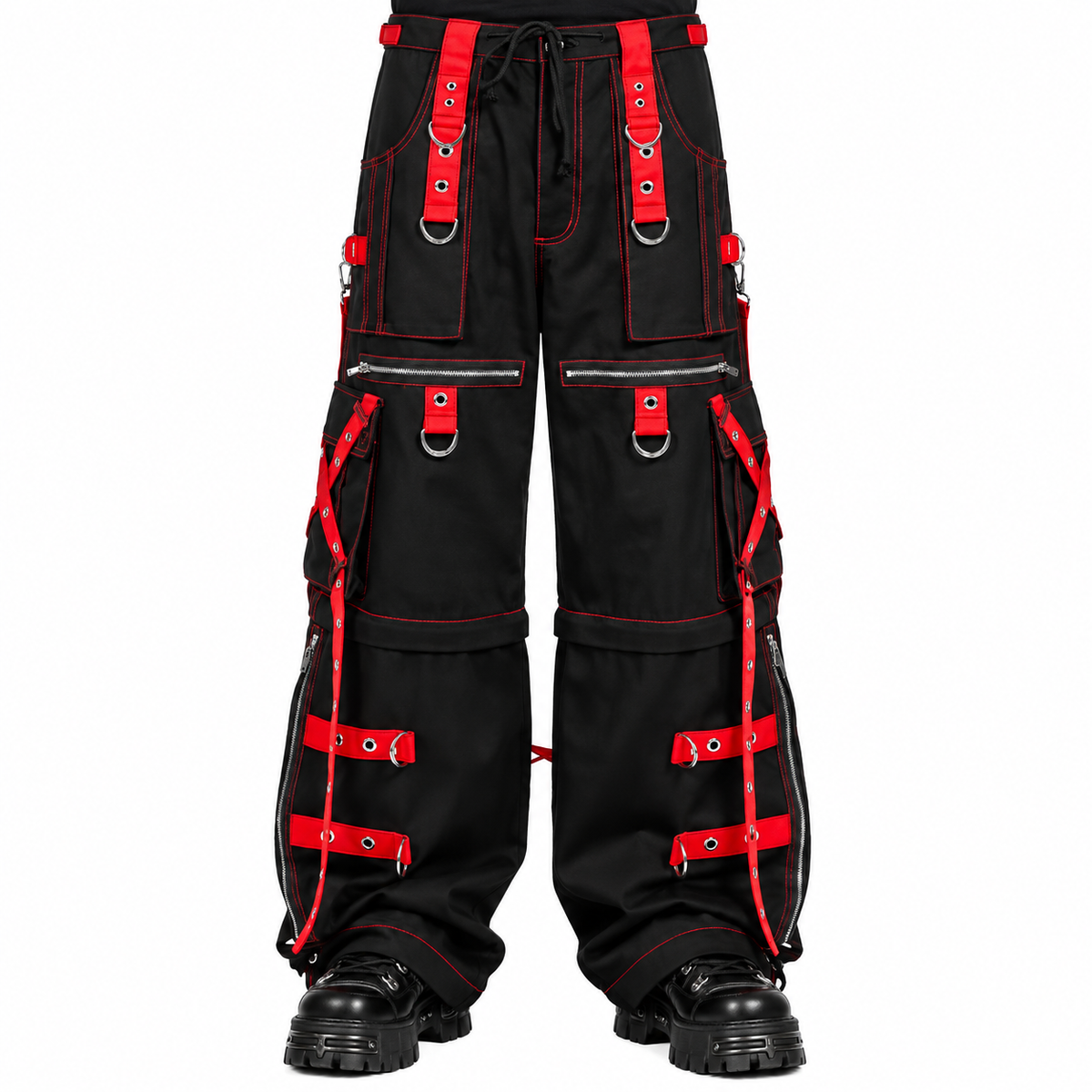 Gothic Men's Zip Off Pants Black Red