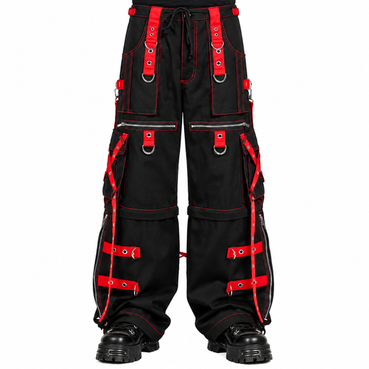 Gothic Men's Zip Off Pants Black Red