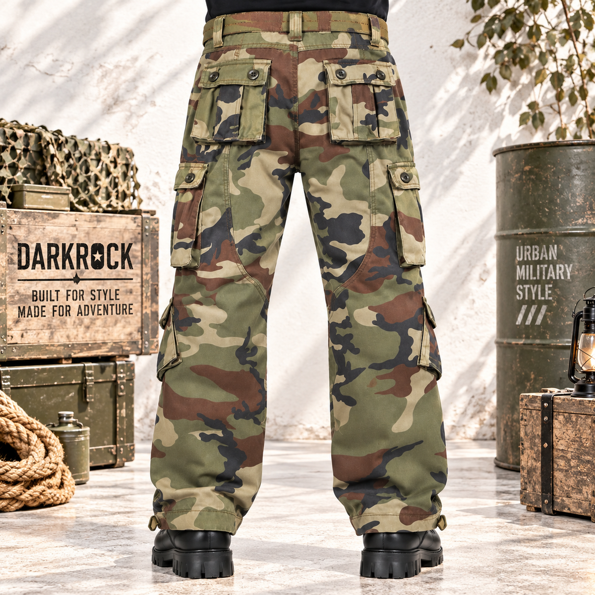 Men's Cotton Casual Military Army Camo Combat Work Cargo Pants with 8 Pockets