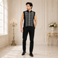 Men's Military Hussar Sleeveless Black Vest Black &amp; Silver Jacket Usa