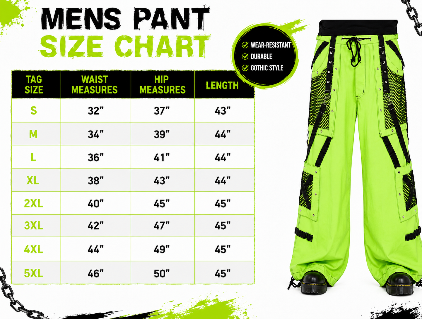 Prime Quality Men Gothic Bondage Pant Alternative Punk Rock Emo Gothic Limelight Symbol Pants/USA