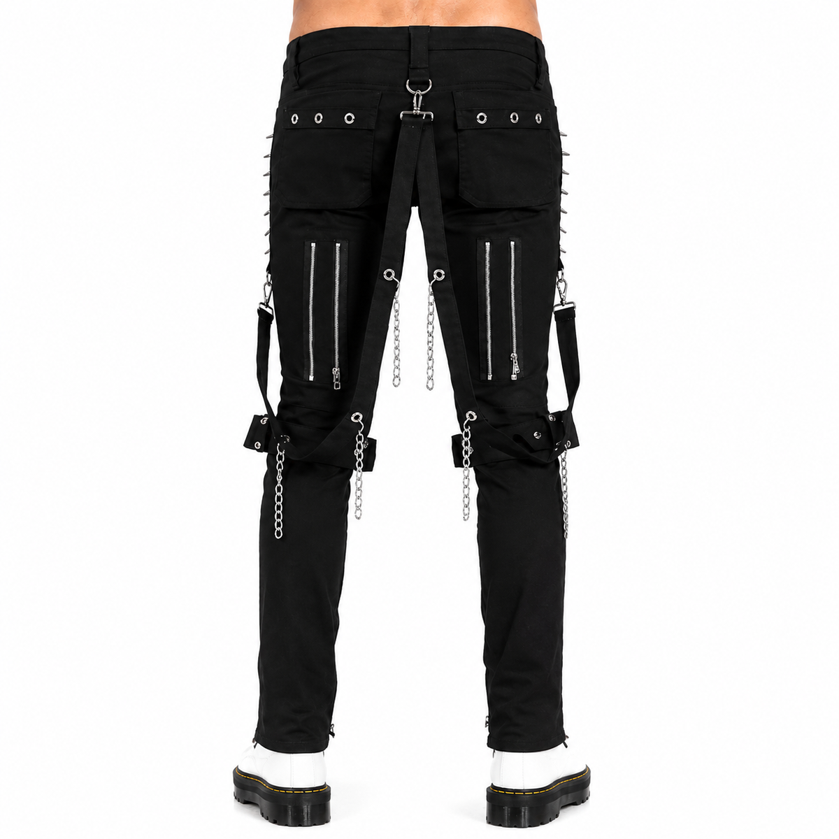 Men Gothic Bondage Black Pant Rock Hard Trouser Heavy Weight Emo Pants