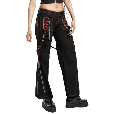 Women's Chains Black Handmade Power Pant Rhinestones Gothic Punk Emo Tripp Pants Straps Baggy Pants/USA