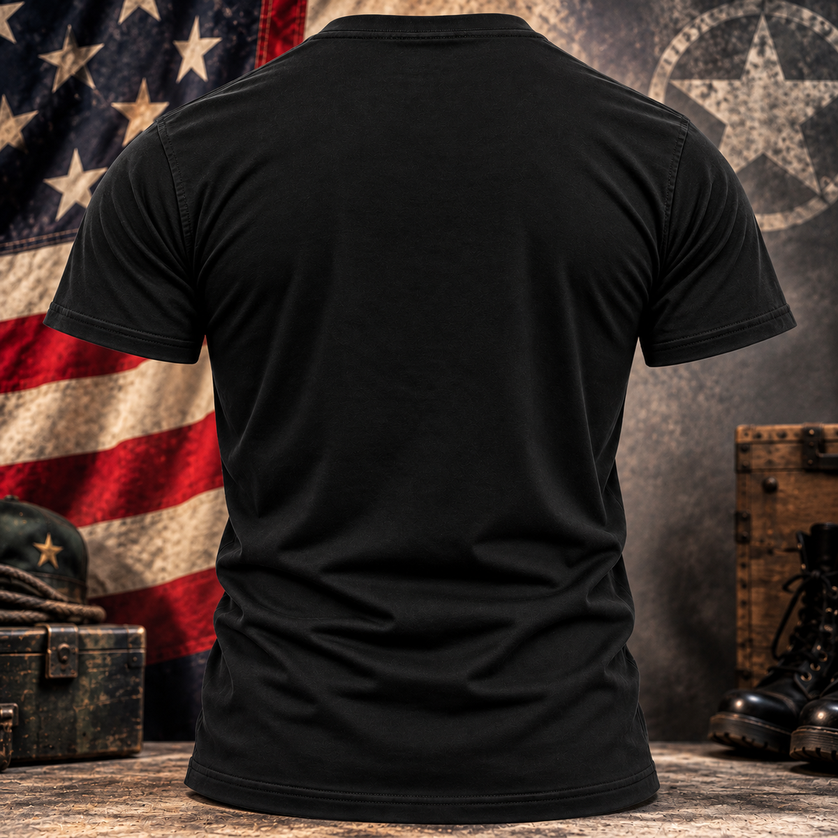 Men’s American Reaper T-Shirt Black Skull Flag Graphic Tee