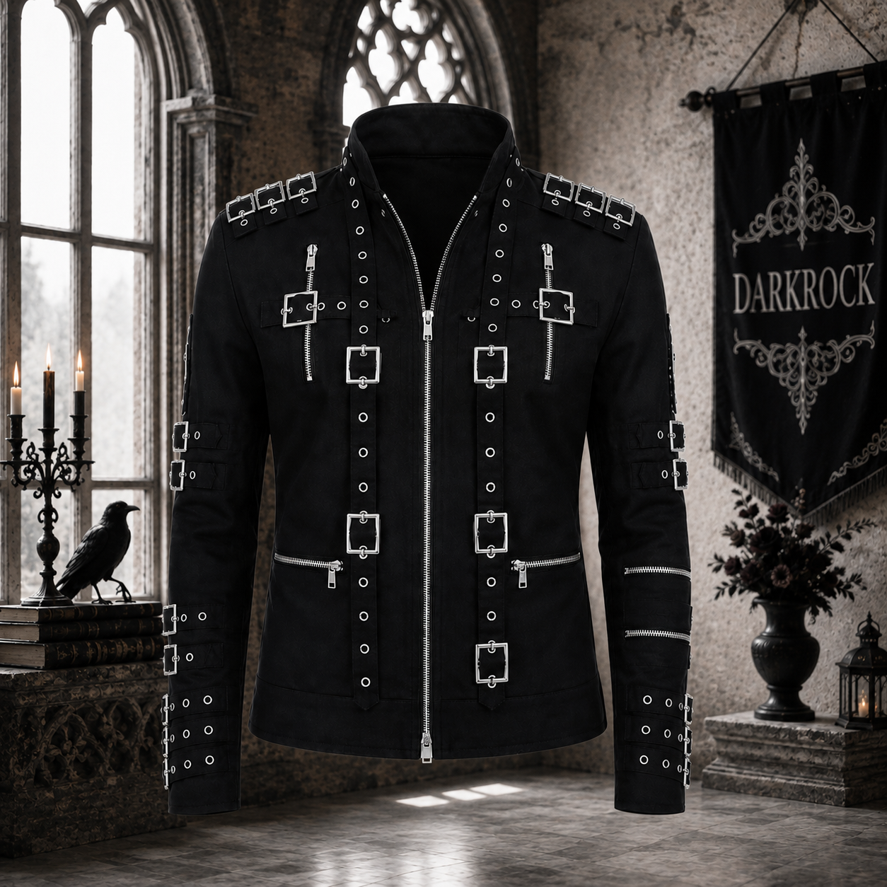 Men’s Vintage Biker Black Cotton Jacket