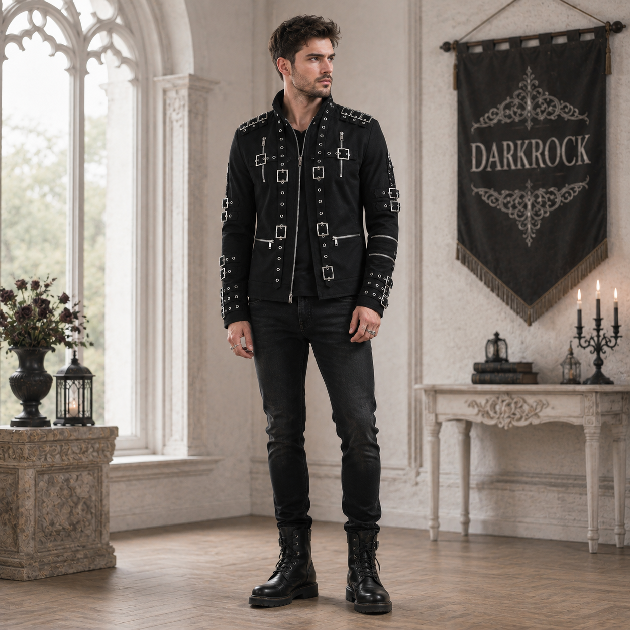 Men’s Vintage Biker Black Cotton Jacket