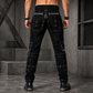 Men Gothic Black Pant Eyelets Cargo Bondage Trouser Punk Rock Pant