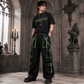 Men's Gothic handmade Bondage Reflective Men Pant 6 pockets Punk Rock Trouser Pant Shorts