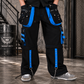 Prime Quality Men's Gothic Men's Bondage Gothic Cyber Pant Chain Techno Rock Punk Shorts Trouser Blue/Black Pants/USA