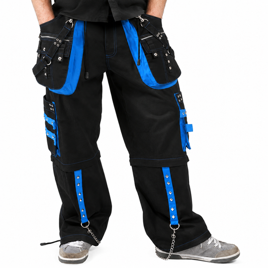 Prime Quality Men's Gothic Men's Bondage Gothic Cyber Pant Chain Techno Rock Punk Shorts Trouser Blue/Black Pants/USA