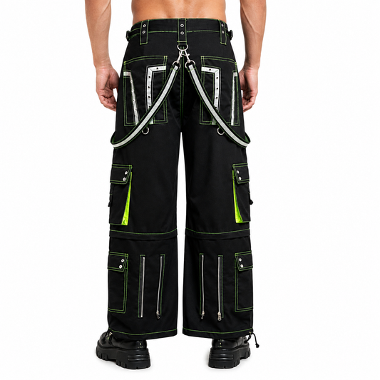 Men's Gothic handmade Bondage Reflective Men Pant 6 pockets Punk Rock Trouser Pant Shorts