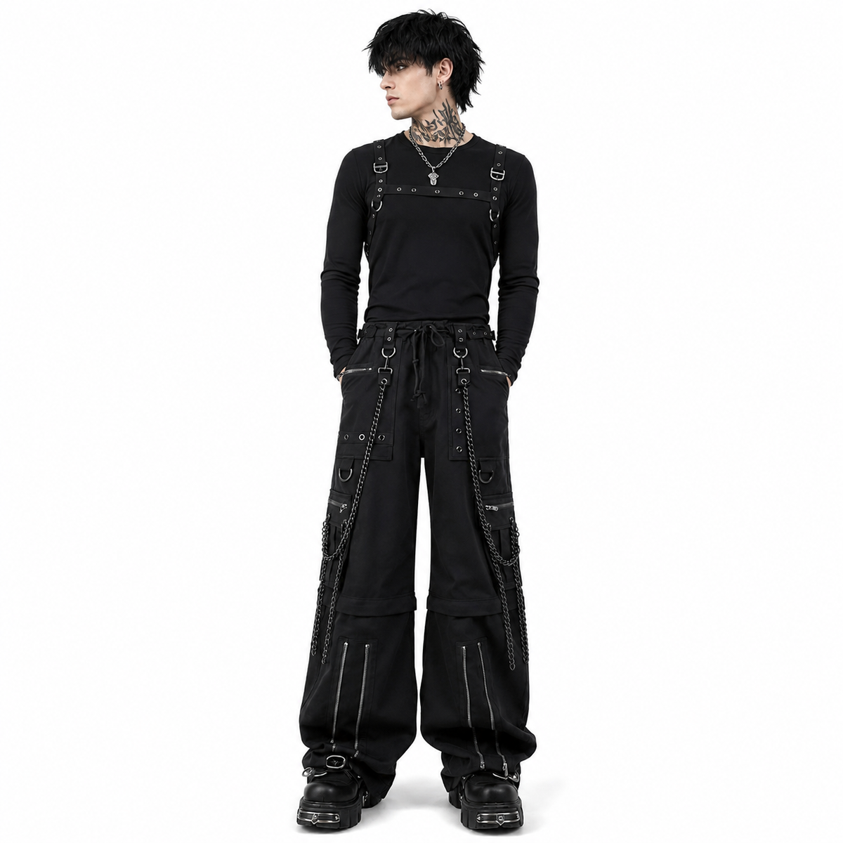 Gothic Bondage Rocker Men Pant Alternative Punk Rock Emo Trouser Pant Shorts/USA