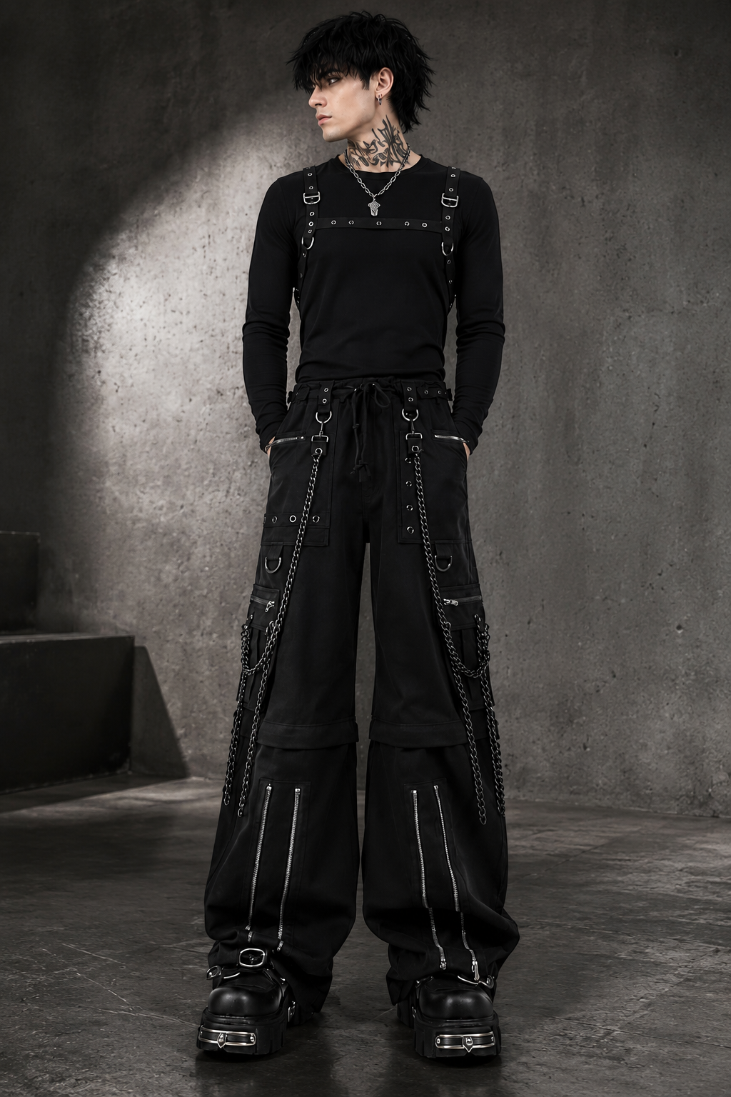 Gothic Bondage Rocker Men Pant Alternative Punk Rock Emo Trouser Pant Shorts/USA