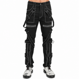 Prime Quality Gothic Straps Zipper Stitch Trousers Punk Rock Studs Metal Chain Trouser Pants/USA Sizes