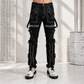 Prime Quality Gothic Straps Zipper Stitch Trousers Punk Rock Studs Metal Chain Trouser Pants/USA Sizes