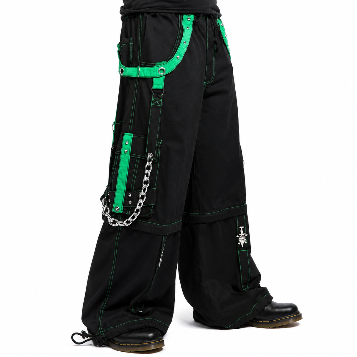 Gothic Men's Bondage Rave Shorts Gothic Biker Cyber Emo Skater Goth Pants