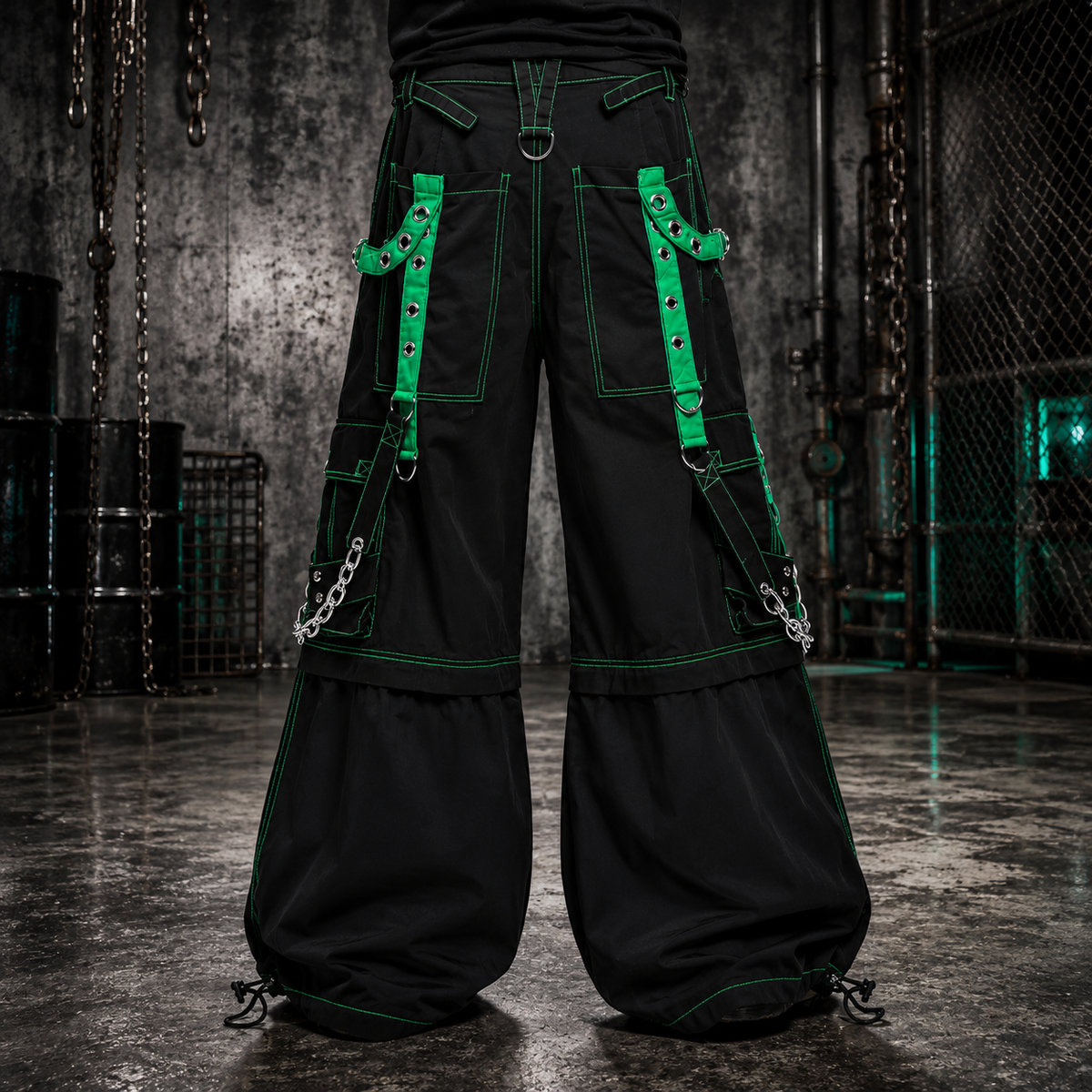 Gothic Men's Bondage Rave Shorts Gothic Biker Cyber Emo Skater Goth Pants