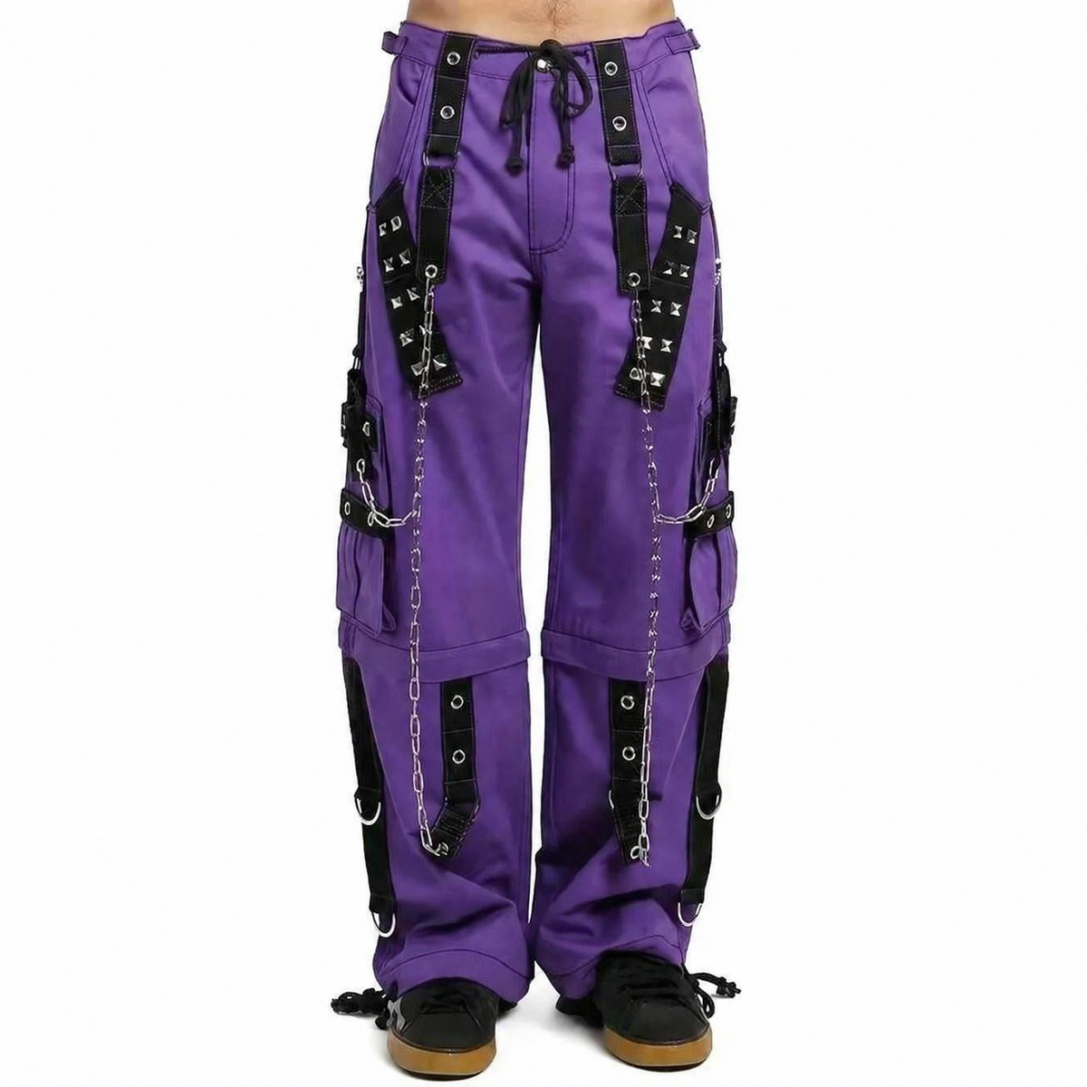 Gothic Bondage Handmade Men Pant Alternative Punk Rock Transformer Trouser Purple Baggy
