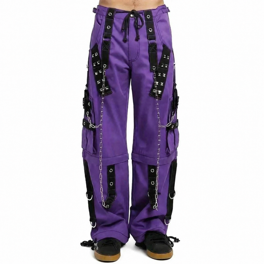 Gothic Bondage Handmade Men Pant Alternative Punk Rock Transformer Trouser Purple Baggy