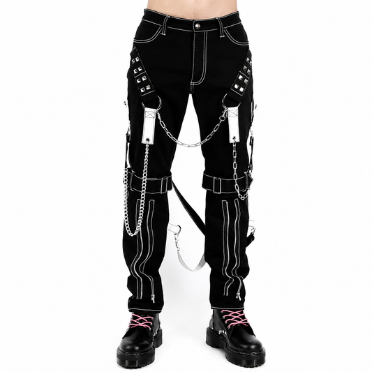 Men's Gothic Bondage Black Pant Rock Hard Trouser Heavy Weight Emo/Pants
