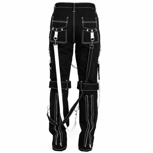 Men's Gothic Bondage Black Pant Rock Hard Trouser Heavy Weight Emo/Pants