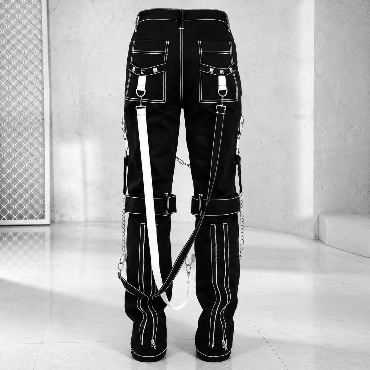 Men's Gothic Bondage Black Pant Rock Hard Trouser Heavy Weight Emo/Pants
