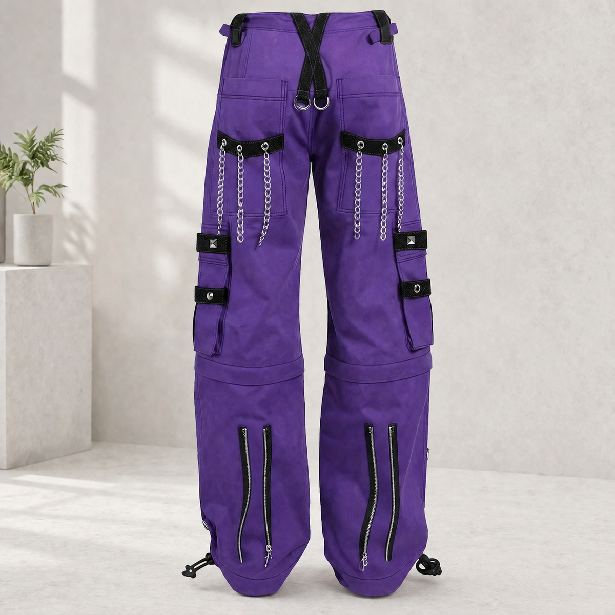 Gothic Bondage Handmade Men Pant Alternative Punk Rock Transformer Trouser Purple Baggy