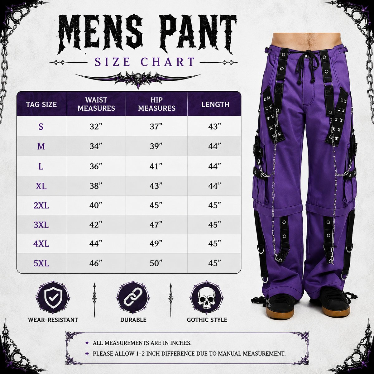 Gothic Bondage Handmade Men Pant Alternative Punk Rock Transformer Trouser Purple Baggy