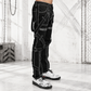 Prime Quality Gothic Straps Zipper Stitch Trousers Punk Rock Studs Metal Chain Trouser Pants/USA Sizes