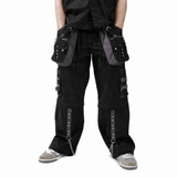 Gothic Men's Black Grey Men Trousers Gothic Cotton Studs Metal Punk