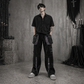 Gothic Men's Black Grey Men Trousers Gothic Cotton Studs Metal Punk