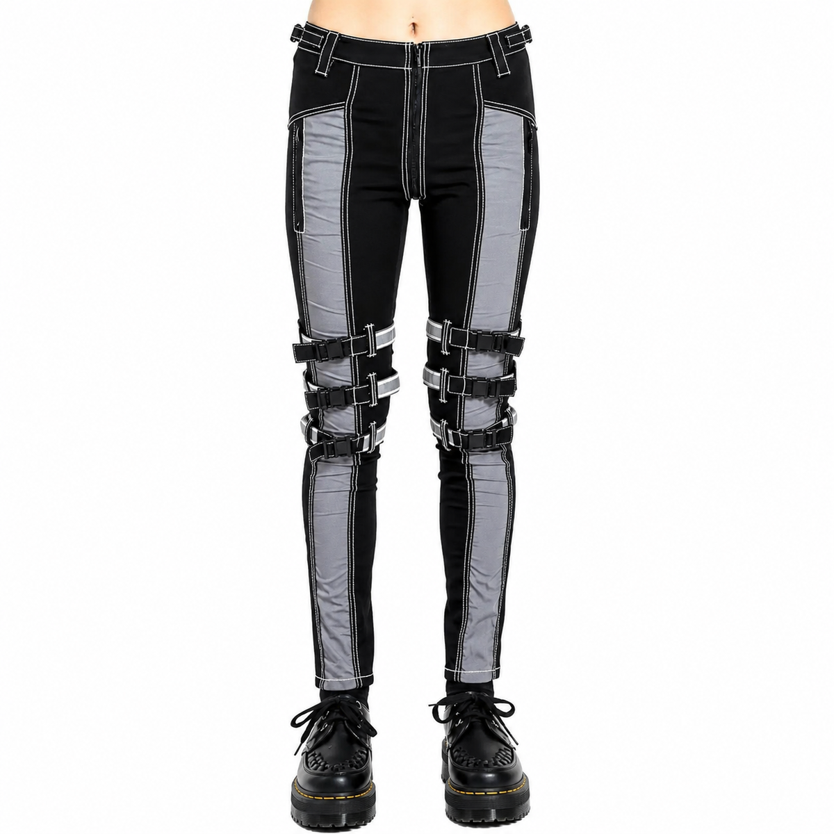 Prime Quality Gothic Bondage Reflective Men Pant Alternative Punk Rock Emo Trouser Pant Emo