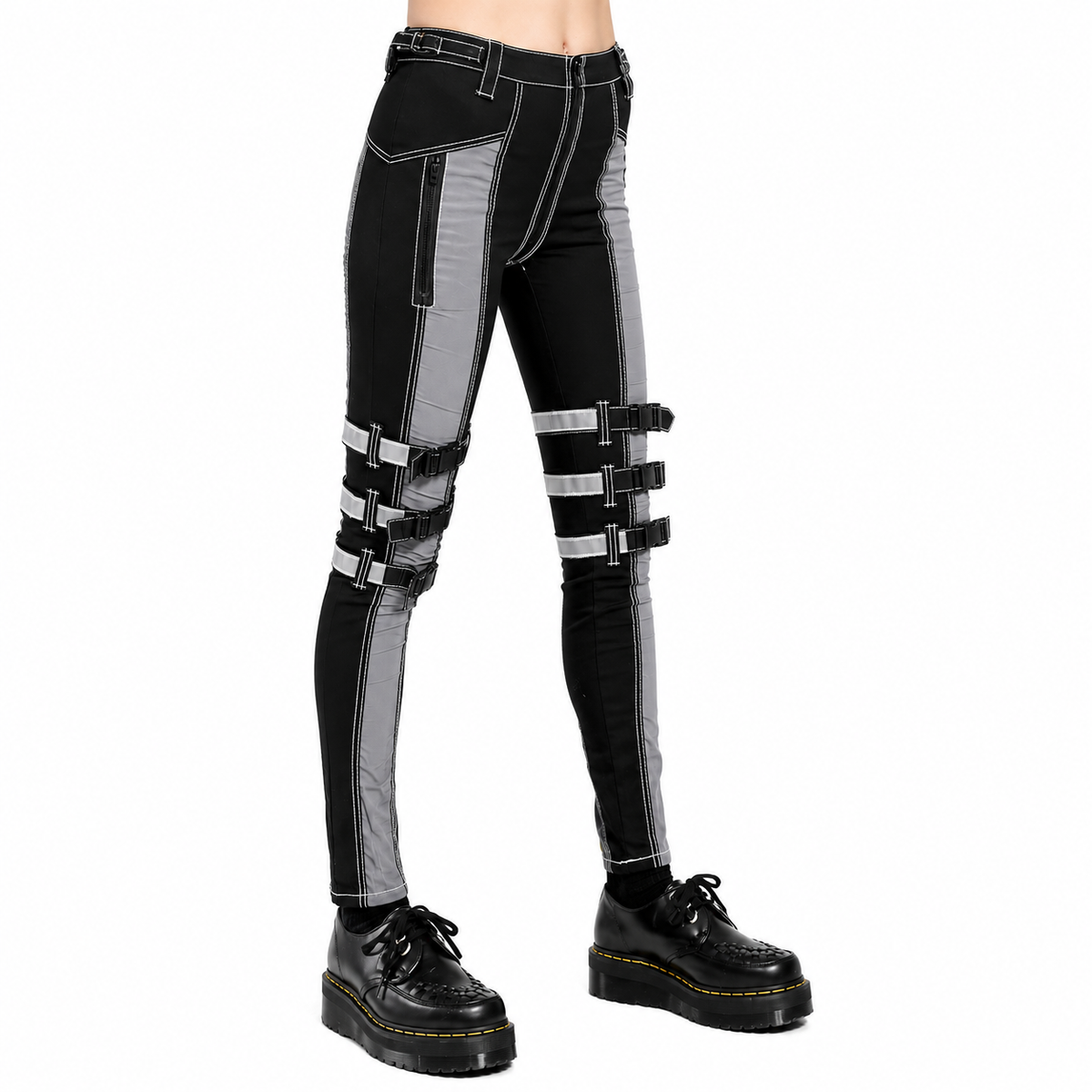 Prime Quality Gothic Bondage Reflective Men Pant Alternative Punk Rock Emo Trouser Pant Emo