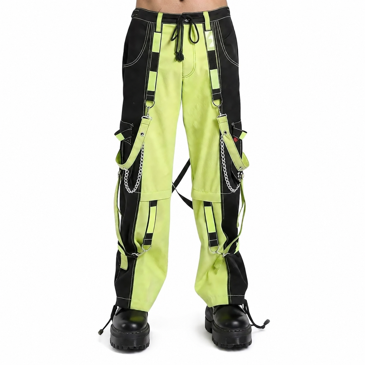 Prime Quality Men Extreme Bondage Limelight Lime Green Skater Gothic Punk Rocker Cyber Goth Steampunk Biker Pant